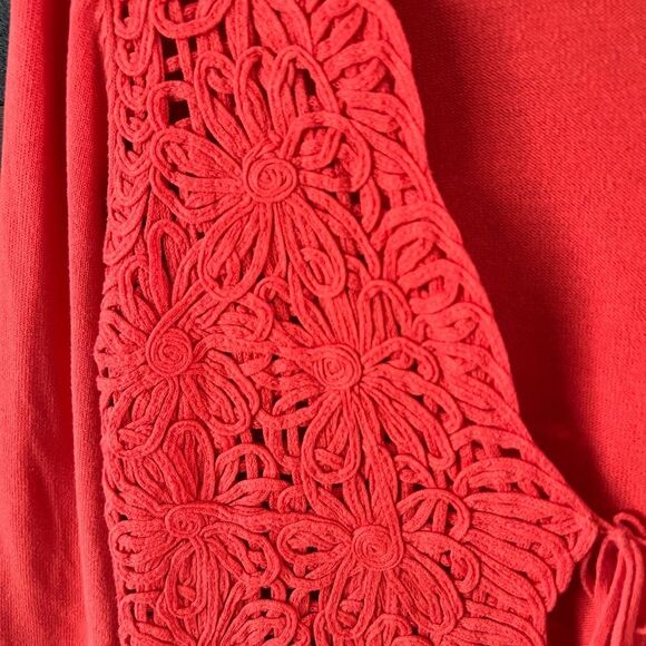 Joseph A Bright Orange Floral Tie Front Cardigan Sweater - Picture 7 of 10